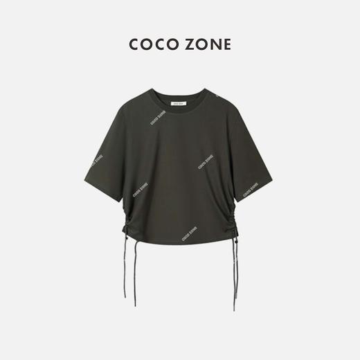 COCO ZONE 新款抽绳不规则收下摆设计圆领T恤 23C18423 商品图0
