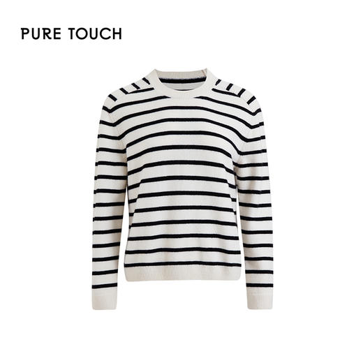 pure touch绵羊毛黑白条纹女士针织衫1302243359 商品图4