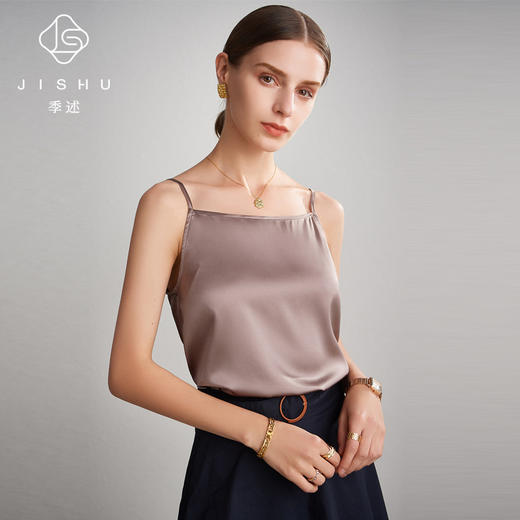 真丝吊带背心女2024春夏桑蚕丝小众缎面内搭外穿纯色修身性感上衣 商品图2