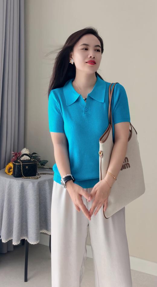 爱琴海蓝色💎显白到发光POLO领亚麻衫 商品图2