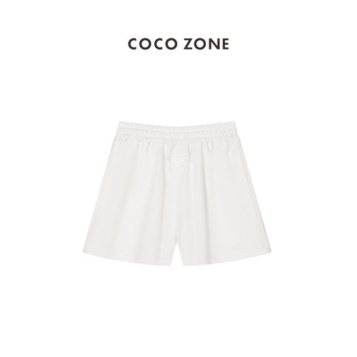 COCO ZONE纯色松紧腰短裤通勤风侧边绣花设计裤子23C29493 商品图1