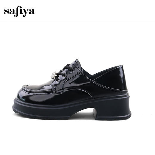 Safiya/索菲娅2024秋英伦风粗跟厚底钻扣两穿系带百搭JK小皮鞋 SF43112128 商品图1