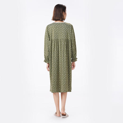 都市丽人睡衣好睡好眠长袖裙家居服26支CVC单面薄女士棉质睡裙LHT6H1 商品图3