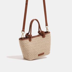【沙滩度假风】法式小号草编托特包2024夏新款心推荐明星产品洋气绳结手提菜篮子包编织包七夕情人节礼物
