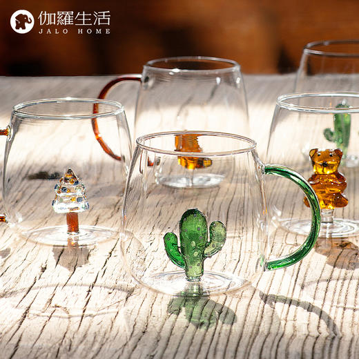 【清仓折扣】伽罗 JALO 彩色内饰几何刻花高硼玻璃杯马克杯冷水壶 商品图0