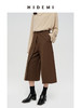 HIDEMI 【当当同款】极简显瘦手工边中高腰立体翻折设计感七分阔腿裤 深灰色/黑色/橄榄棕/奶油米白 商品缩略图7
