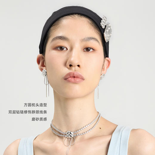 lost in echo2024秋季新款膨胀枕头银色蝴蝶结流苏chocker项链女 商品图2