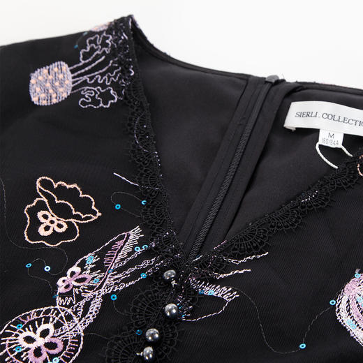 PG84C斯尔丽瑟俪2021年优雅气质绣花网布A摆裙 商品图5