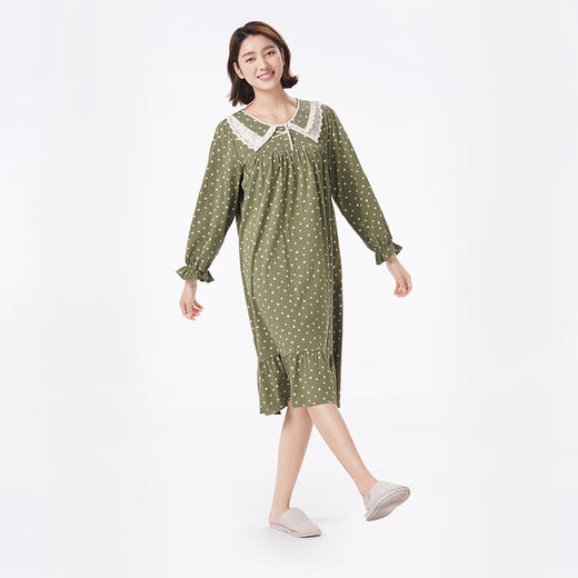 都市丽人睡衣好睡好眠长袖裙家居服26支CVC单面薄女士棉质睡裙LHT6H1 商品图2