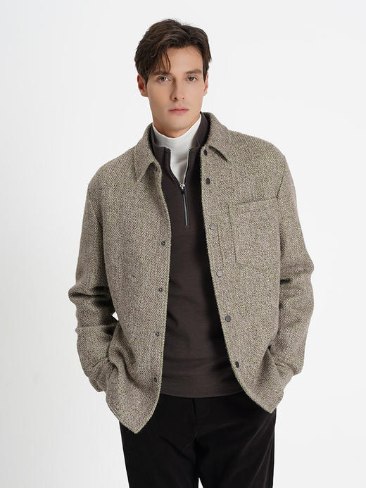 callisto乐行系列卡其色绵羊毛混纺外套 商品图2