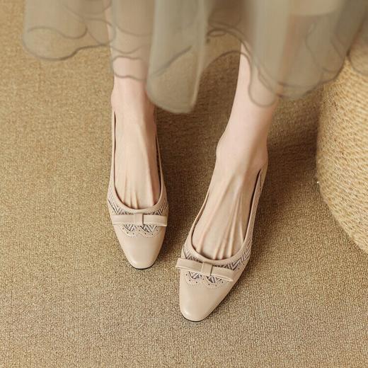 【预售5天】法式蝴蝶结中跟鞋，拼接小香风单鞋YJ&F1068 商品图3