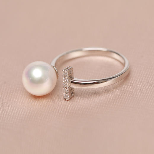 美裕 925银淡水珍珠戒指 开口戒8-9mm 108487W 商品图4