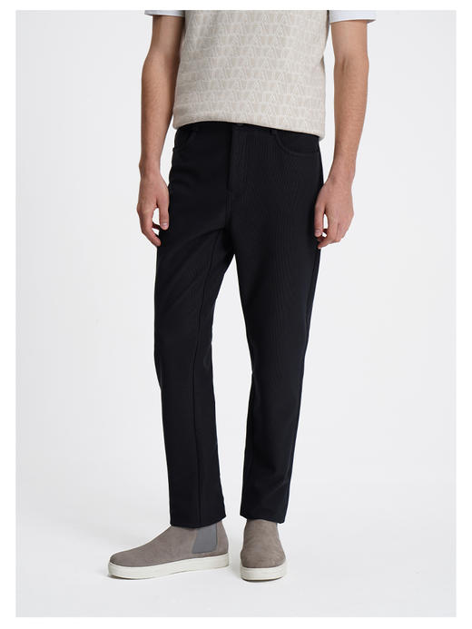 callisto藏青聚酯纤维混纺休闲裤 商品图2