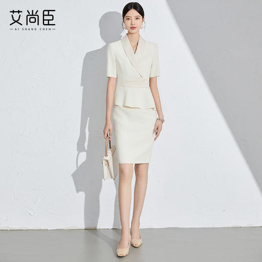 艾尚臣短袖职业西装连衣裙2024年夏季新款时尚售楼部美容院工作服 商品图3