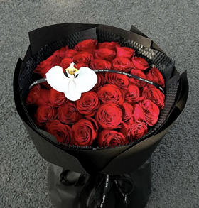 【心上人】33朵精品红玫瑰➕1朵精美蝴蝶兰，高端品质花束