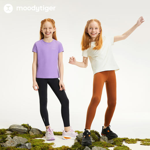 【24年秋新】moodytiger儿童裤子24秋新款女童户外运动舒适高弹紧身裤43211411 商品图4