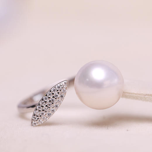 美裕 925银淡水珍珠戒指 开口戒 9-10mm108489W 商品图5