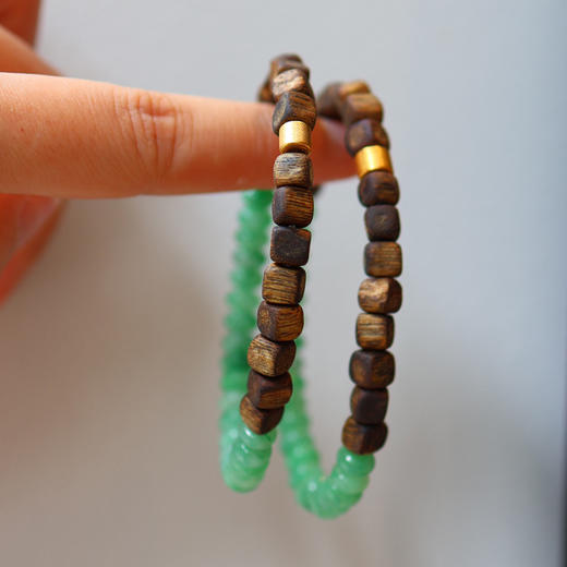 【宫里手串】18K金沉香翡翠手串 CR 商品图1