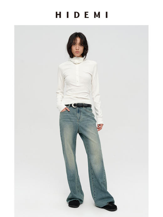 HIDEMI 循环可再生高弹力显瘦坑条连帽T恤长袖上衣帽衫 黑色/艺术灰/自然白 商品图0