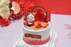 【福寿安康】动物奶油，新鲜水果夹心，原味戚风蛋糕；老人祝寿  水果奶油蛋糕~