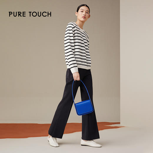 pure touch绵羊毛黑白条纹女士针织衫1302243359 商品图1
