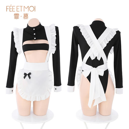【霏慕】一字抹胸高开衩女仆套装大码6744 商品图11