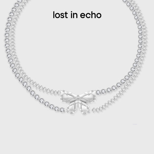 lost in echo2024秋季新款膨胀蝴蝶结枕头双层银色chocker项链女 商品图0