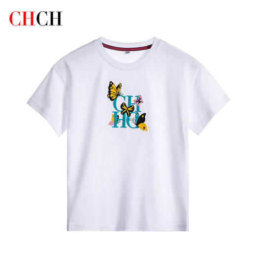 CHCH祈祈女童刺绣纯棉纯色T恤CN1G4B002 商品图5