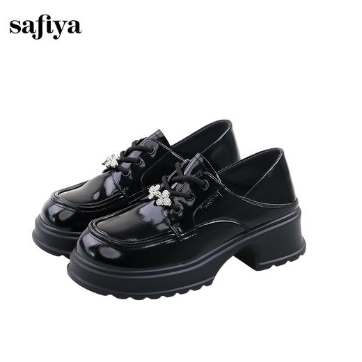 Safiya/索菲娅2024秋英伦风粗跟厚底钻扣两穿系带百搭JK小皮鞋 SF43112128 商品图2