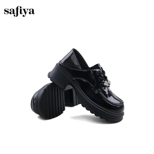 Safiya/索菲娅2024秋英伦风粗跟厚底钻扣两穿系带百搭JK小皮鞋 SF43112128 商品图5