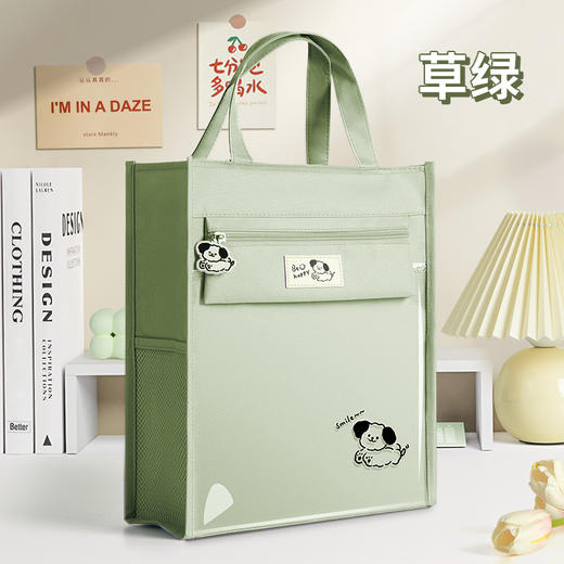 开学季【轻松出行！学生多功能补习袋】小学生补习袋笔袋帆布收纳文件袋培训机构小学生简约帆布补习袋，侧边双网格，可装水杯。ry 商品图5