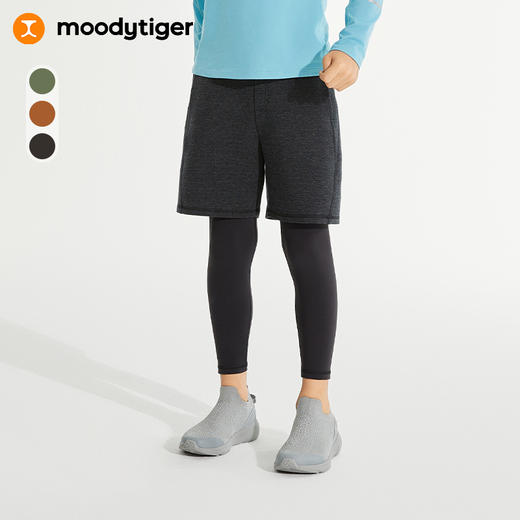 moodytiger儿童裤子 秋新款男童弹力透气针织假两件裤43511501【专属】 商品图0