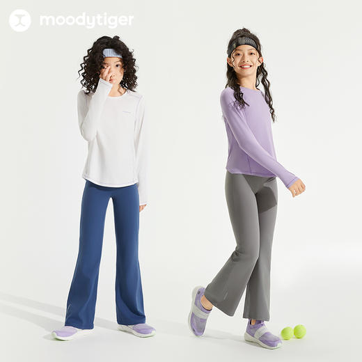 【24年秋新品】moodytiger儿童T恤24秋新款女童圆领透气吸湿排汗长袖上衣43210108 商品图4