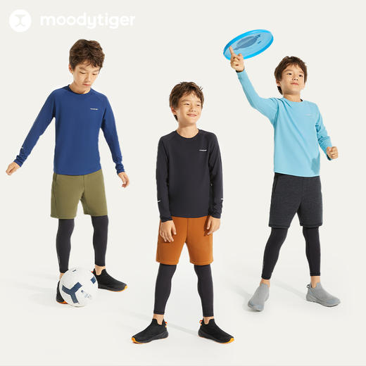 moodytiger儿童裤子 秋新款男童弹力透气针织假两件裤43511501【专属】 商品图4