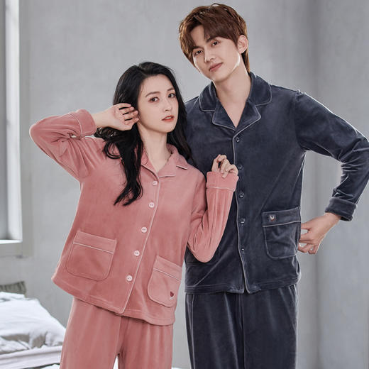 原价214 限时折扣价149.9【海岛绒】芬腾情侣睡衣男女保暖舒适睡衣法兰珊瑚绒秋冬家居服套装 商品图1