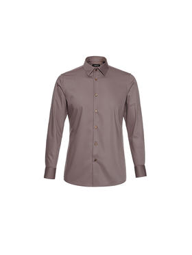 callisto咖色聚酯纤维混纺长袖衬衫