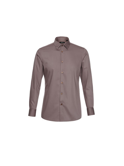 callisto咖色聚酯纤维混纺长袖衬衫 商品图0