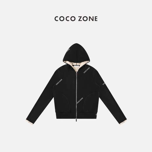 COCO ZONE秋季连帽上衣双拉链百搭通勤长袖外套 23C19320 商品图0