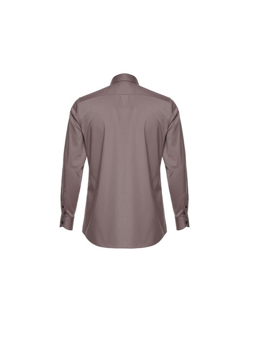 callisto咖色聚酯纤维混纺长袖衬衫 商品图1