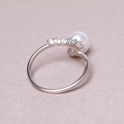 美裕 925银淡水珍珠戒指 开口戒7-8mm 107529W 商品图5