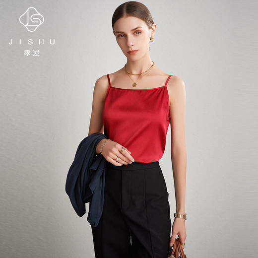 真丝吊带背心女2024春夏桑蚕丝小众缎面内搭外穿纯色修身性感上衣 商品图3