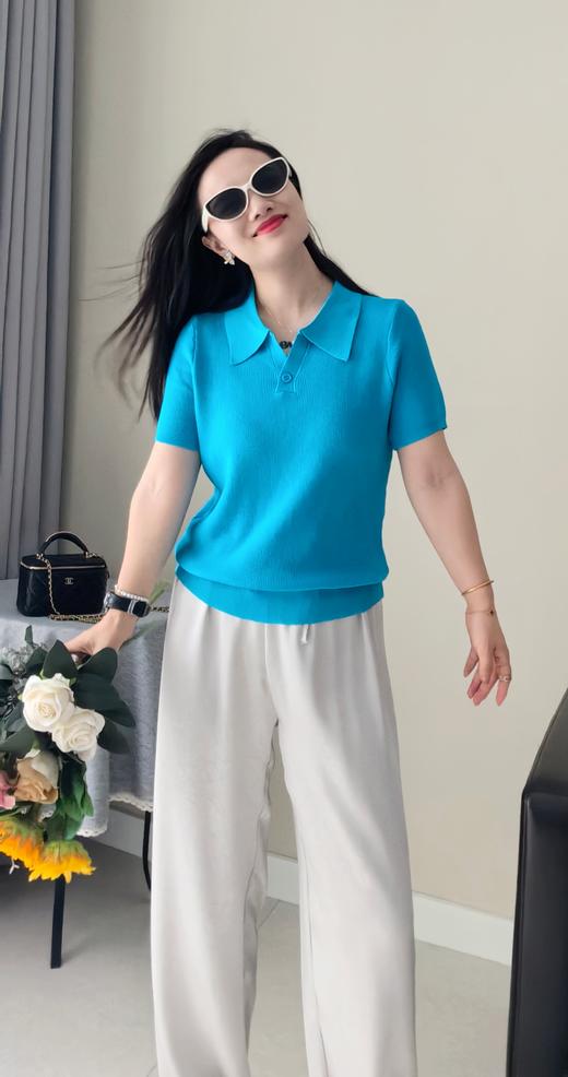 爱琴海蓝色💎显白到发光POLO领亚麻衫 商品图1