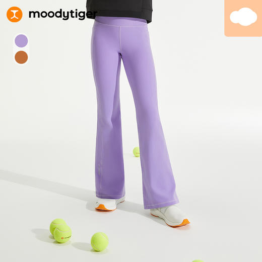 【24年秋新】moodytiger24秋新款女童显瘦高腰运动休闲时尚喇叭休闲裤43211417 商品图0