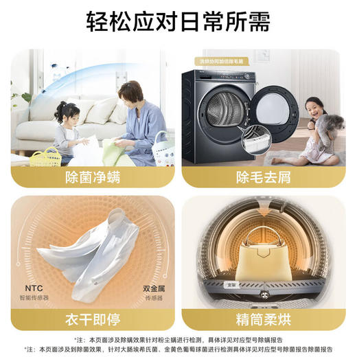 海尔（Haier）纤美烘干机家用 10公斤双擎热泵干衣机 空净过滤系统 静筒柔烘EHGS100FMATE81U1 商品图2