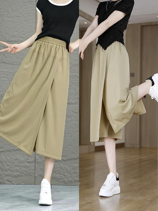 【高腰显瘦！山本裤裙】高腰百搭显瘦山本裤裙夏季休闲阔腿裤八分裤肌理感工装裤裙，肌理感工装裤裙，优雅自信。ry 商品图3