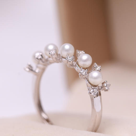 美裕 925银淡水珍珠戒指 可调节 3-4mm 108490W 商品图2