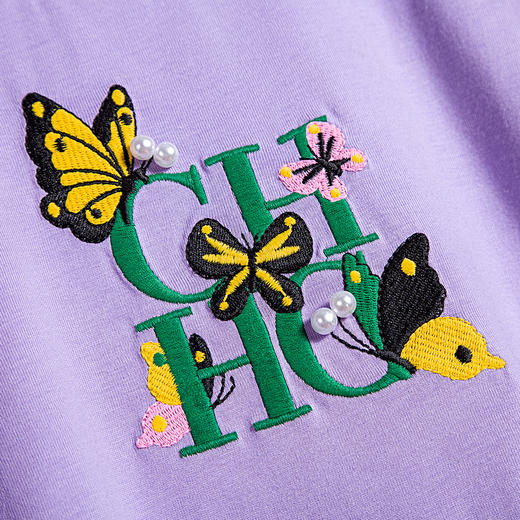 CHCH祈祈女童刺绣纯棉纯色T恤CN1G4B002 商品图1