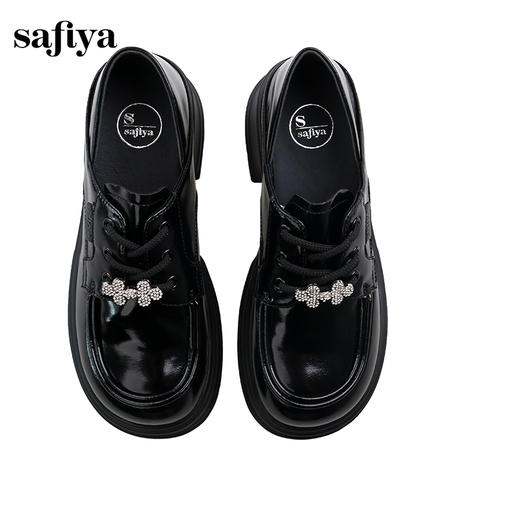 Safiya/索菲娅2024秋英伦风粗跟厚底钻扣两穿系带百搭JK小皮鞋 SF43112128 商品图7