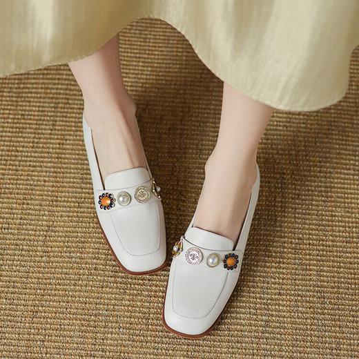 【预售5天】乐福鞋粗跟小皮鞋一脚蹬方头浅口配裙子单鞋ZF&24-175 商品图2