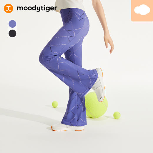 【24年秋新品】moodytiger24秋新女童印花微喇紧身裤修身弹力运动裤小云朵43211412 商品图0